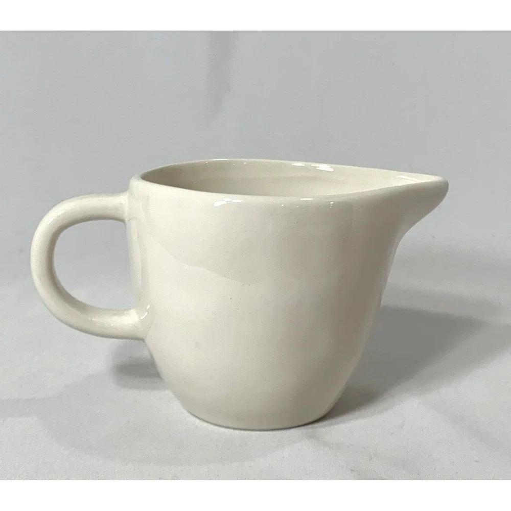 Rae Dunn Cream Pitcher Ceramic Ivory‎ Typewriter Font Artisan Magenta EUC